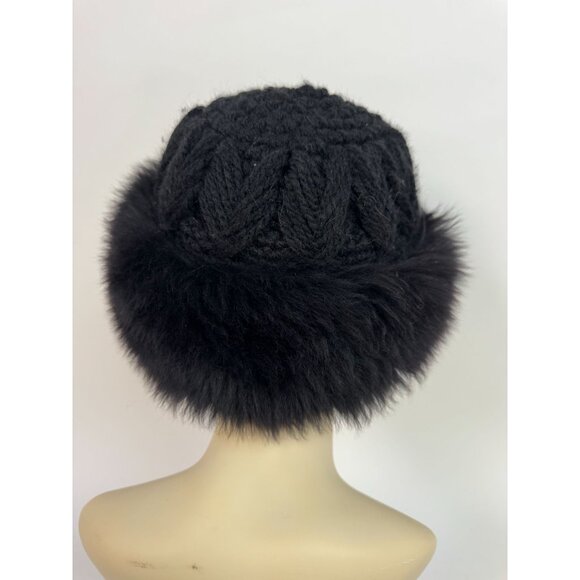 Vintage Neiman Black Fuzzy Hat 55% Wool 45% Acrylic Made In Italy Womens Winter main image 7